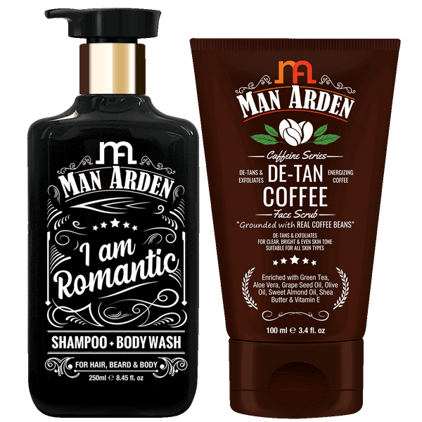 Romantic Shampoo – Body Wash 250ml + De Tan Coffee Face Scrub 100ml