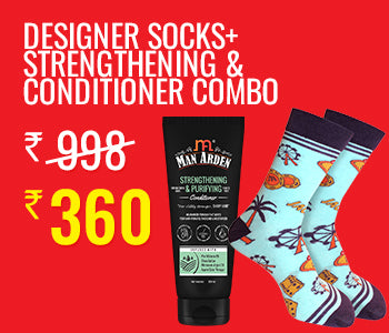 Massive Marine Stripes Edition Designer Socks for Men, 1 Pair + Natural Dandruff Control & Soothing Conditioner, 200ml