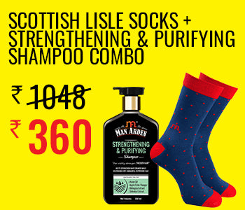Man Arden The Scottish Lisle Edition Designer Socks, 1 Pair + Strengthening & Purifying Shampoo, 250 ml