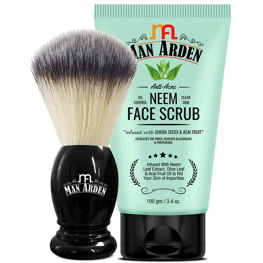 Premium Shaving Brush + Man Arden Anti Acne Neem Face Pack 100g