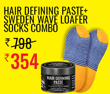 The Sweden Wave Edition Designer No Show Loafer Socks, 1 Pair + Hair Defining Paste, 50gm