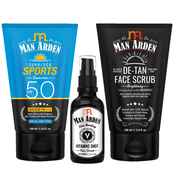 Fabulous Skin Care Combo | Sunscreen 100ml + Vitamin Face Serum 30ml + De Tan Scrub 100ml