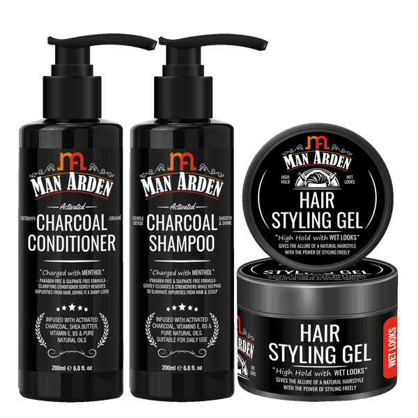 Charcoal Combo | Shampoo + Conditioner (300ml Each) + Hair Styling Gel 50g