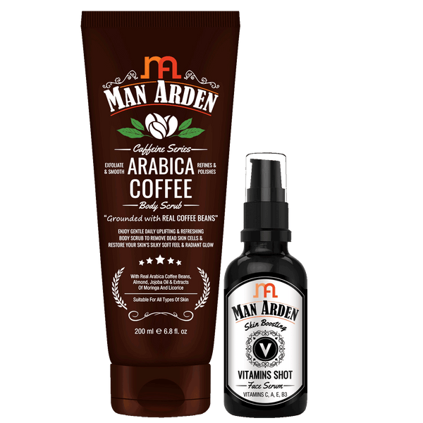 Skin Care Combo | Arabica Coffee Body Scrub 200ml + Vitamins Shot Face Serum, 30ml