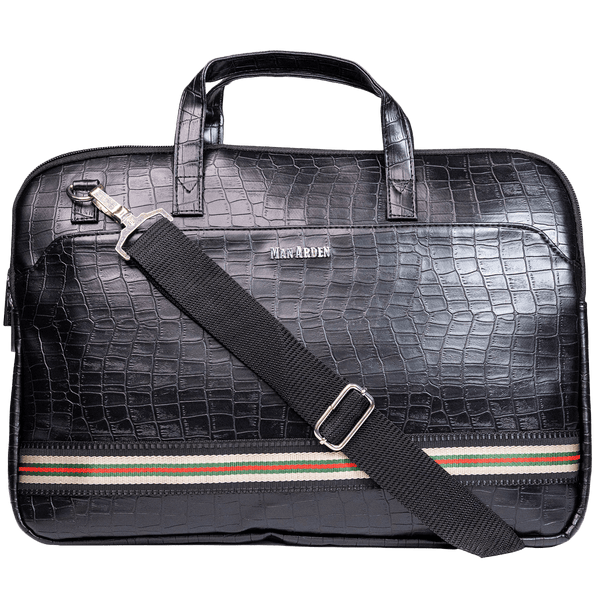 "The Bashful Black" PVC Leather Laptop Bag (Black)