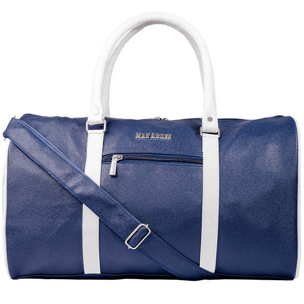 The Abloom Azure" PVC Leather Duffle Bag (Blue & White)