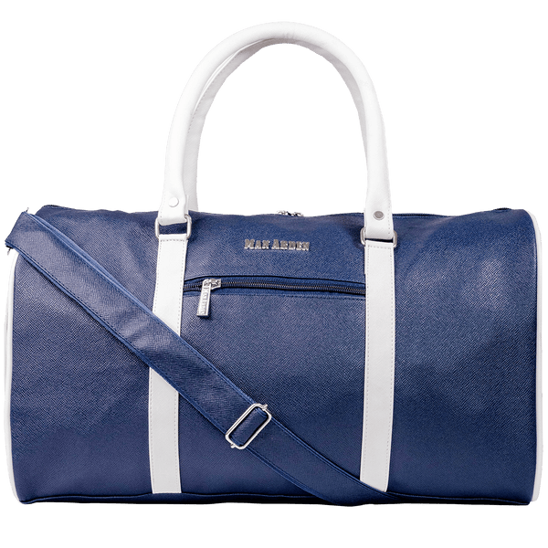 "The Abloom Azure" PVC Leather Duffle Bag (Blue & White)