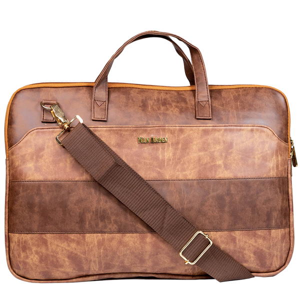"The Royal Highness" PVC Leather Laptop Bag, (Dusk & Coffee)