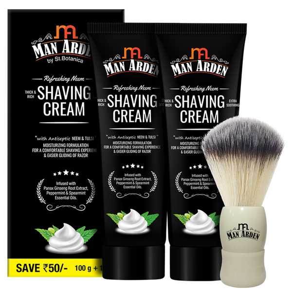 Royal White Shaving Brush + Neem Shaving Cream, 200g