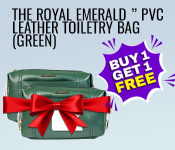 The Royal Emerald ” PVC Leather Toiletry Bag (Green), Pack of 2