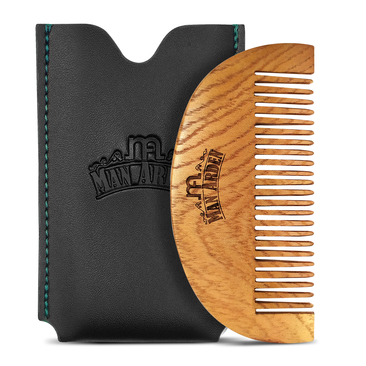 Neem Wooden Pocket Size Beard Comb with Reliable Leather Pouch – Manarden