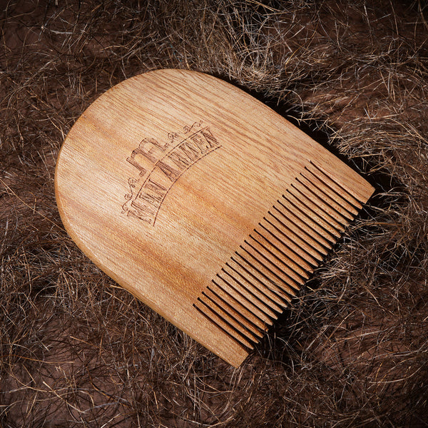 Neem Wooden U Shaped Beard Comb with Reliable  Leather Pouch